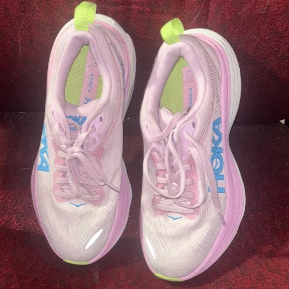 Hoka Pink and White Athletic Sneakers - Picture 2 of 9